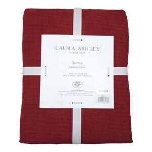 Laura Ashley Surrey Red Tablecloth 60x120 Inches Seats 10-12 Polyester Textured